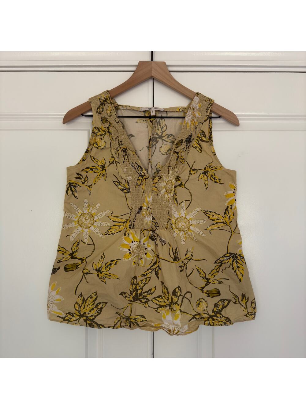 Dorothee Schumacher 100% Cotton Floral Print V-Neck Tank Top Sleeveless